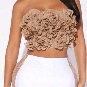 Multi-Layered Ruffle Trim Decor Strapless Top